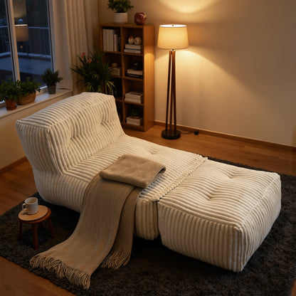 Toject Big Bean Bag Lounger Chair for Adults, Large Polyester Fabric Bean Bag Sofa with Back Support, Memory Foam Filled Beanbag Floor Chair for Living Room, Bedroom, Dorm, Brown