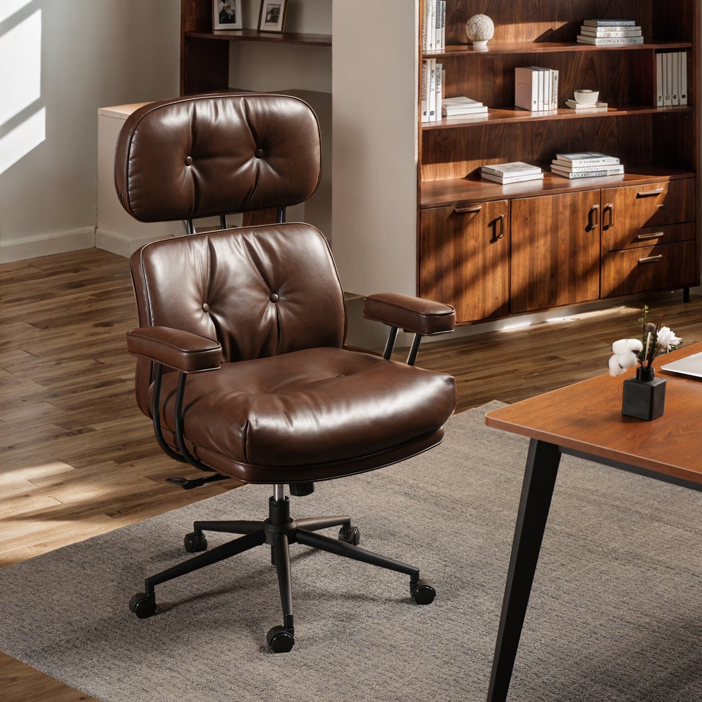 Toject Ergonomic Office Chair, High Back Big Comfy Home Office Chair with Lumbar Support, Mid-Century Modern Computer Executive Office Chair