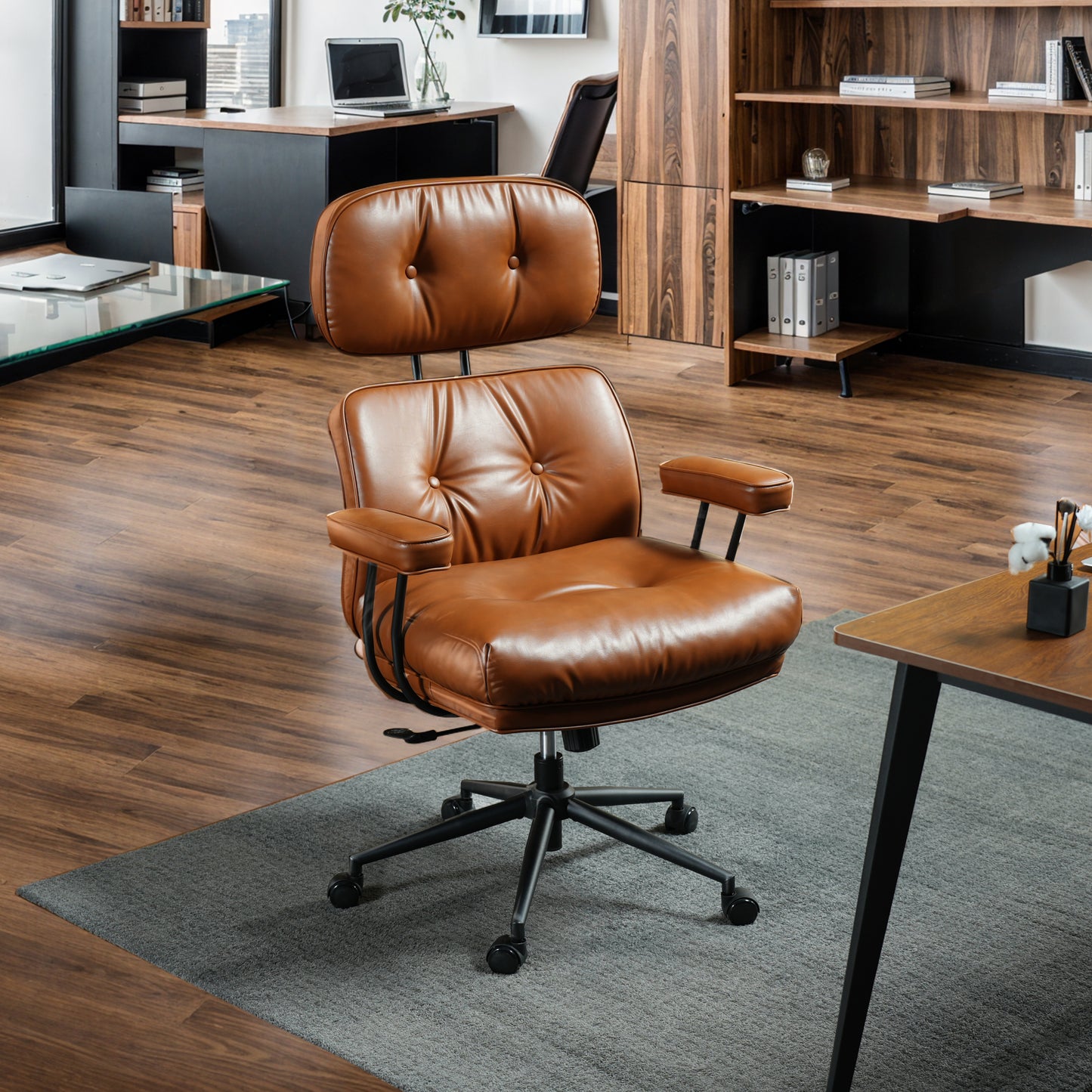 Toject Ergonomic Office Chair, High Back Big Comfy Home Office Chair with Lumbar Support, Mid-Century Modern Computer Executive Office Chair