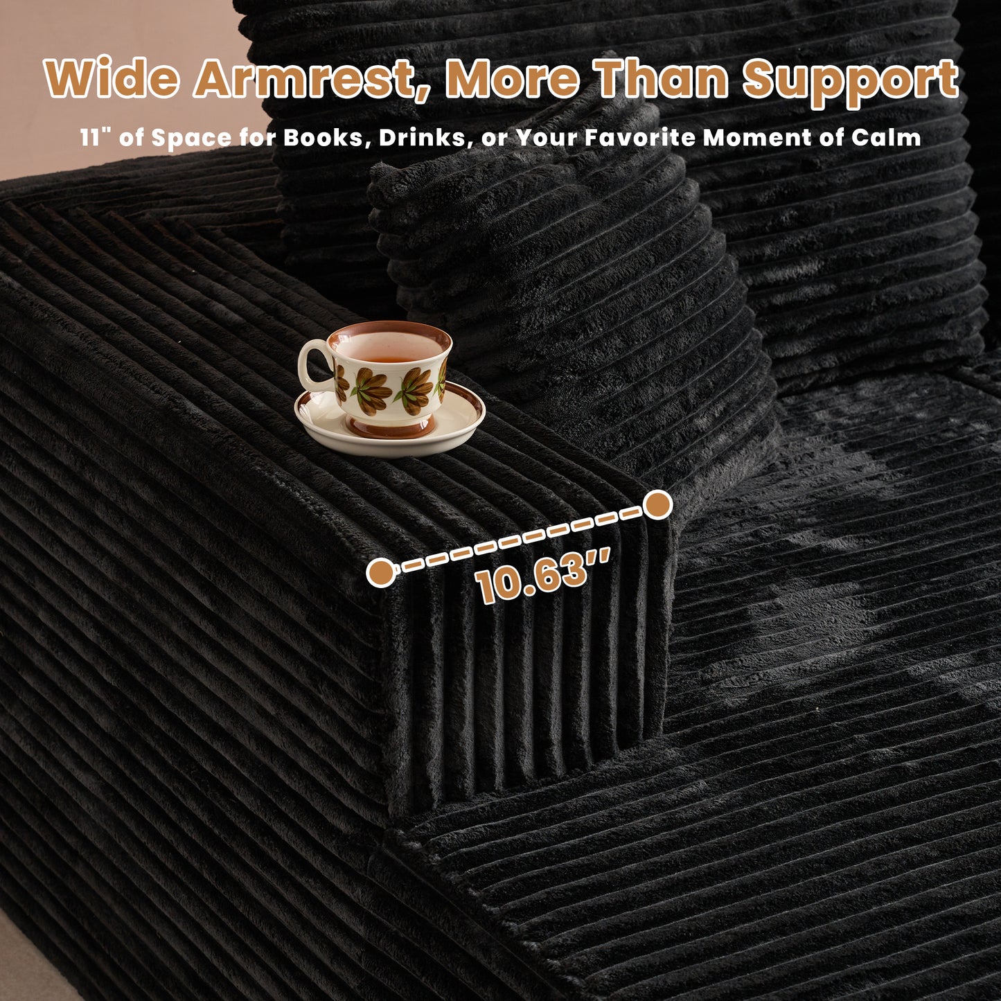 Toject 135" Modular Sectional Sofa, Cloud Modern Sleeper Couch with Chaise Lounge, No Assembly Required, U-shaped Plush Corduroy Sofa Couch for Living Room