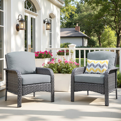 Toject 4 Pieces Patio Furniture Set, All-Weather Wicker Outdoor Furniture Loveseat Table Chairs Set for Porch, High Back Conversation Set for Backyard, Balcony, Denim Blue