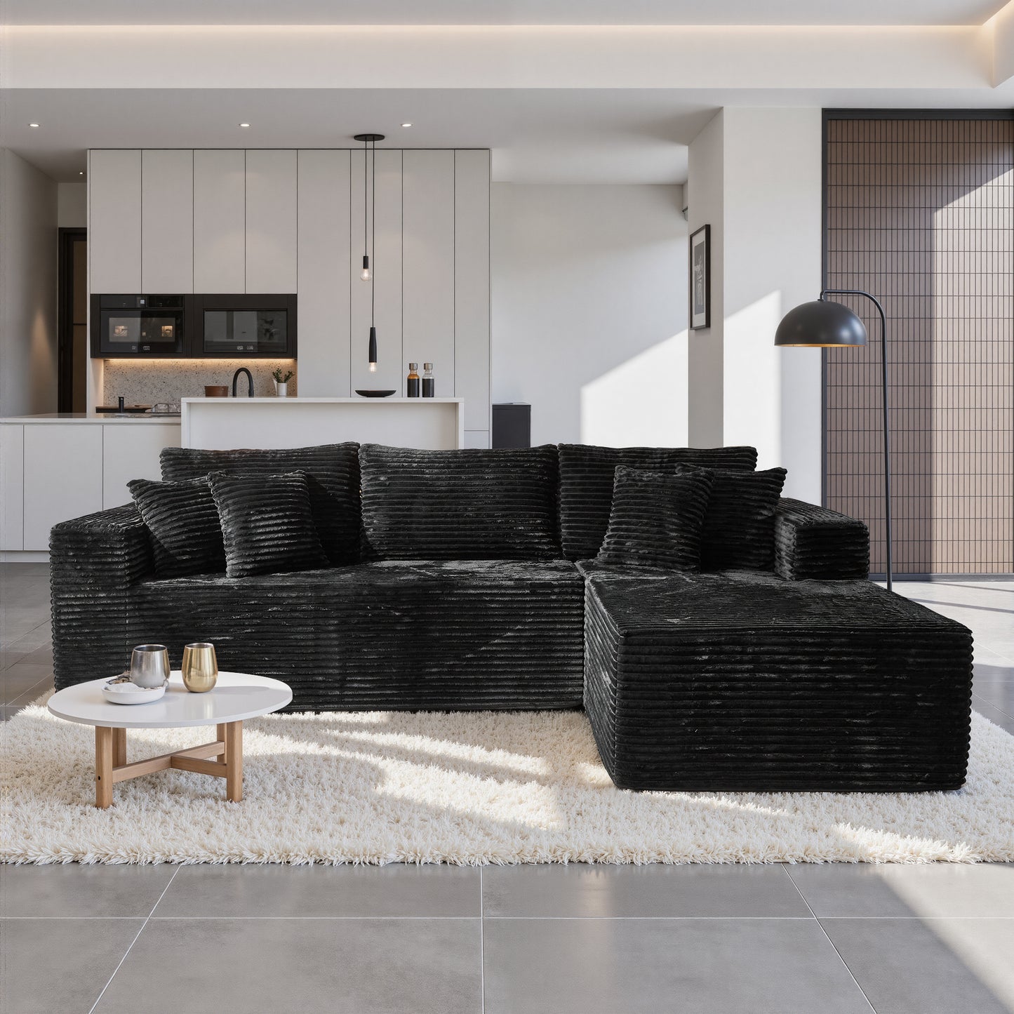 Toject 135" Modular Sectional Sofa, Cloud Modern Sleeper Couch with Chaise Lounge, No Assembly Required, U-shaped Plush Corduroy Sofa Couch for Living Room