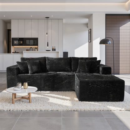 Toject 135" Modular Sectional Sofa, Cloud Modern Sleeper Couch with Chaise Lounge, No Assembly Required, U-shaped Plush Corduroy Sofa Couch for Living Room