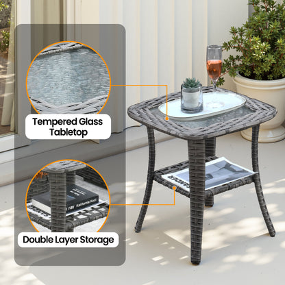 Toject 11 Pcs Paito Furniture Set, Outdoor Furniture Set with Swivel Chairs and Fire Pit