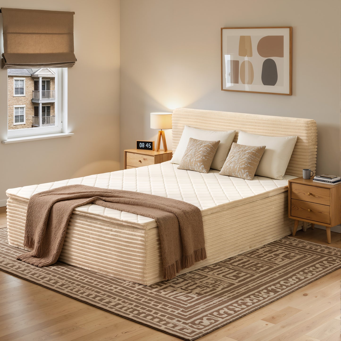 Toject Queen Size Memory Foam Mattress, Soft Bed with Matching Headboard, Medium Firm Mattress in a Box, No Assembly Required and Bed Frame Needed, Support for Modern Bedrooms, Apartment, Gray
