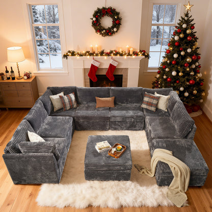 Toject 130" Modular Sectional Couch, Oversized L Shaped Couch, Cloud Sofa with 5 Seater Deep Seat Sofa for Living Room (Black)