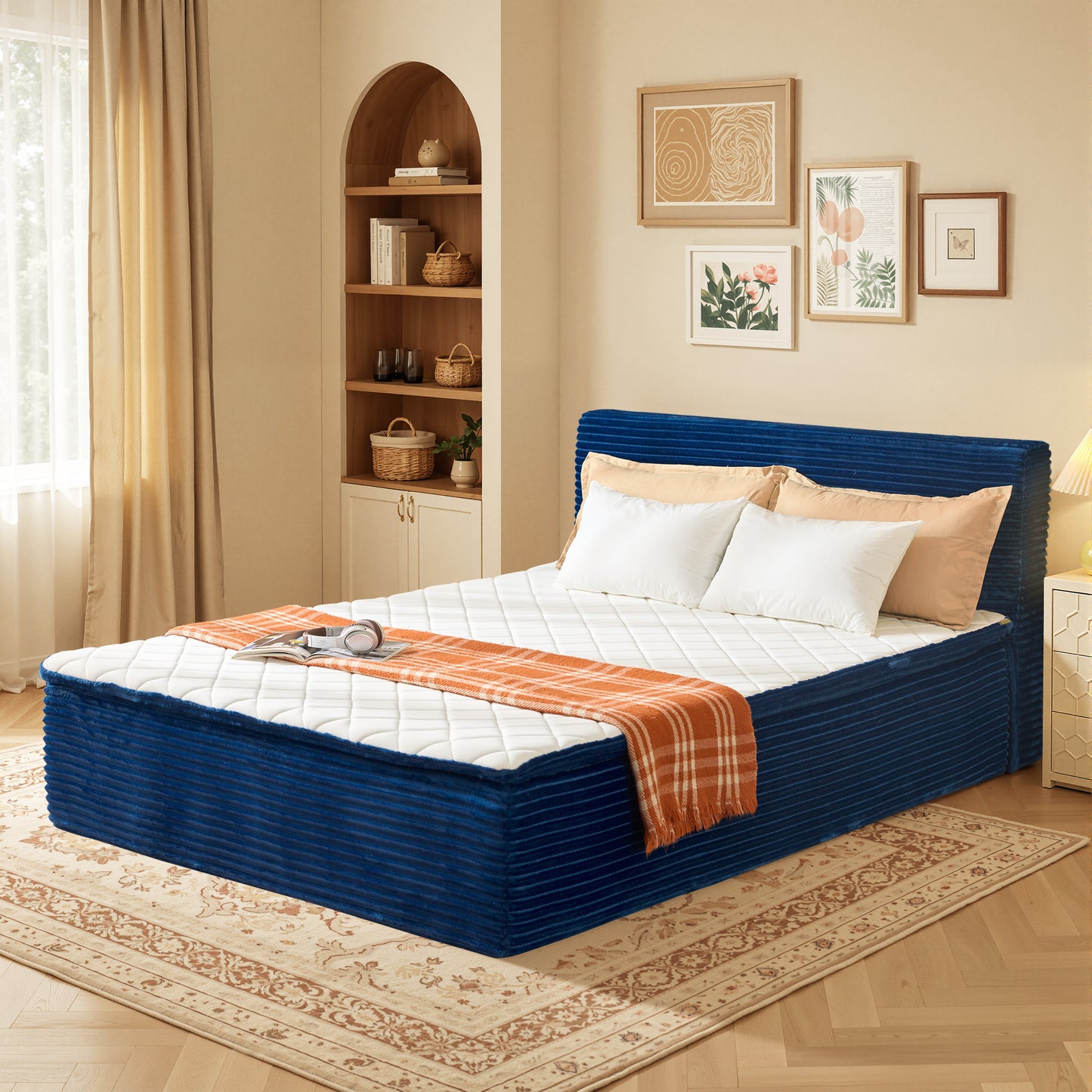 Toject Queen Size Memory Foam Mattress, Soft Bed with Matching Headboard, Medium Firm Mattress in a Box, No Assembly Required and Bed Frame Needed, Support for Modern Bedrooms, Apartment, Gray