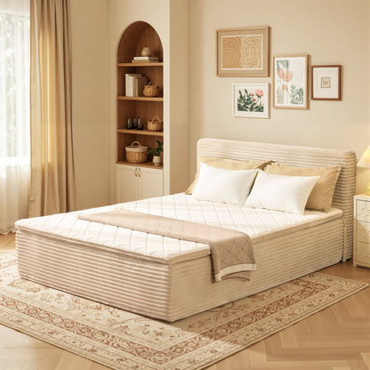 Toject Queen Size Memory Foam Mattress, Soft Bed with Matching Headboard, Medium Firm Mattress in a Box, No Assembly Required and Bed Frame Needed, Support for Modern Bedrooms, Apartment, Gray