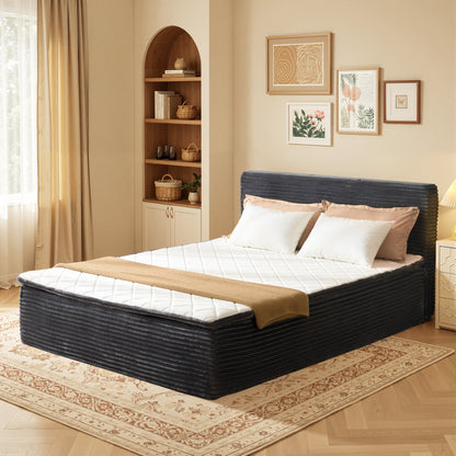 Toject Queen Size Memory Foam Mattress, Soft Bed with Matching Headboard, Medium Firm Mattress in a Box, No Assembly Required and Bed Frame Needed, Support for Modern Bedrooms, Apartment, Gray