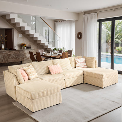 Toject 130" Modular Sectional Couch, Oversized L Shaped Couch, Cloud Sofa with 5 Seater Deep Seat Sofa for Living Room (Black)