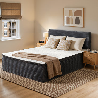 Toject Queen Size Memory Foam Mattress, Soft Bed with Matching Headboard, Medium Firm Mattress in a Box, No Assembly Required and Bed Frame Needed, Support for Modern Bedrooms, Apartment, Gray