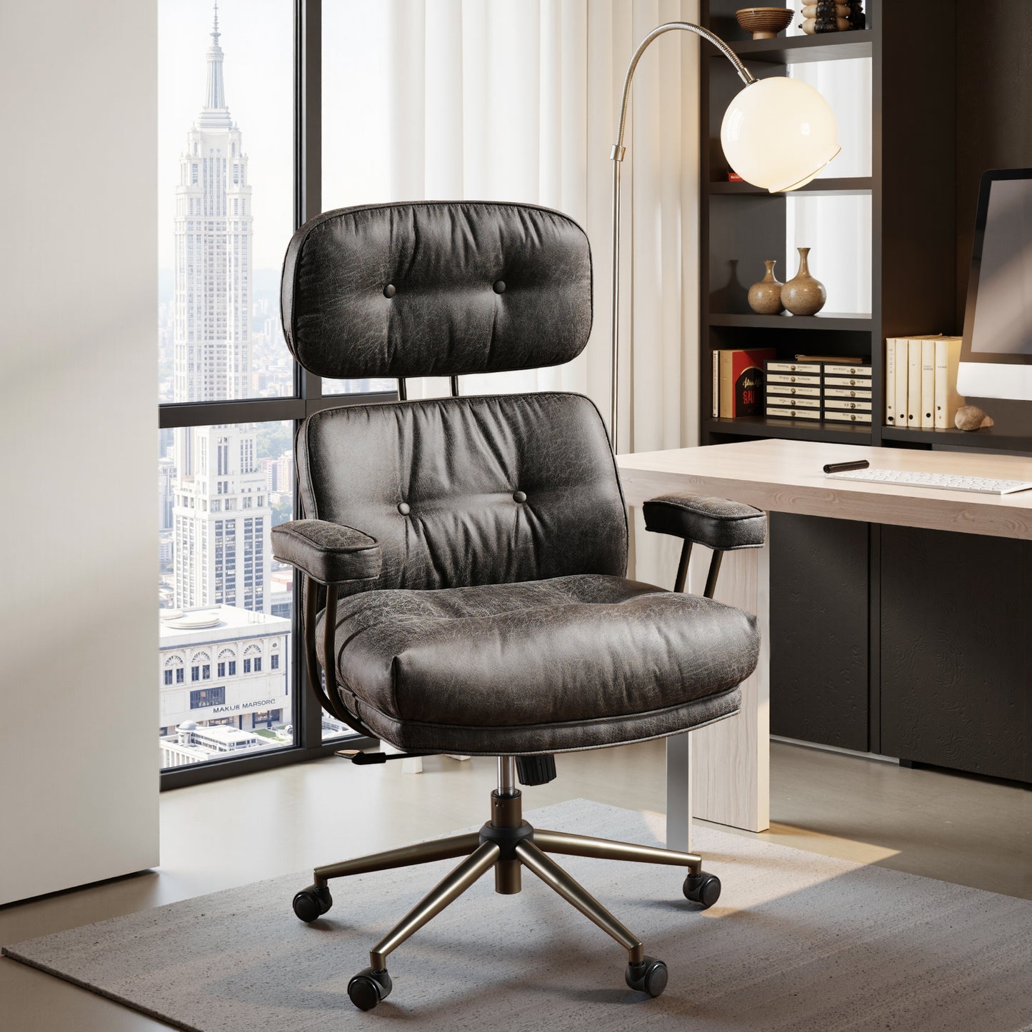 Toject Ergonomic Office Chair, High Back Office Task Chair, Executive Office Chair, Suede Leather