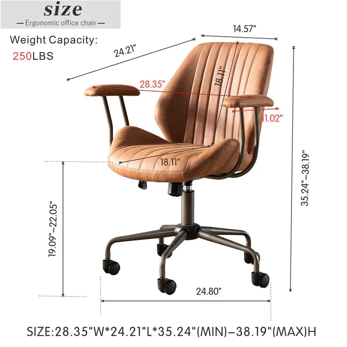 Toject Office Chair Suede Fabric for Executive and Home Office Ergonomic Chair-Light Brown