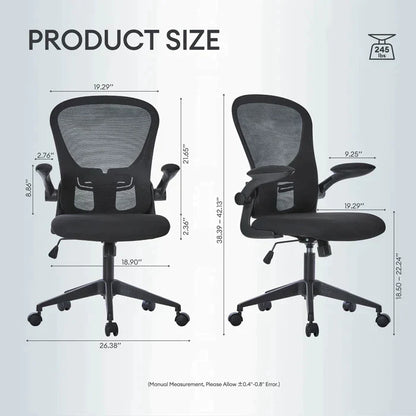 Toject  Ergonomic Office Chair, Mesh Desk Chair With Silent Wheels, Smooth&Durable Gaming Chair For Home,Living Room