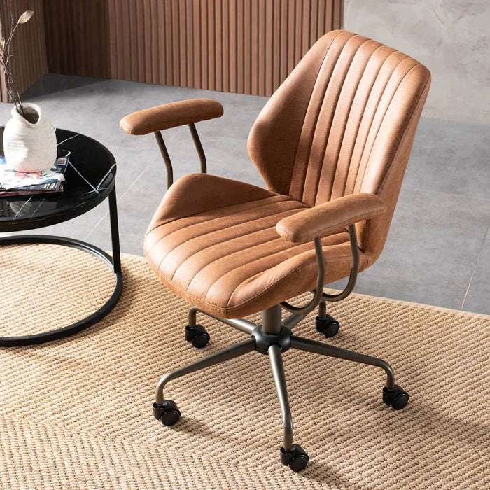 Toject Office Chair Suede Fabric for Executive and Home Office Ergonomic Chair-Light Brown