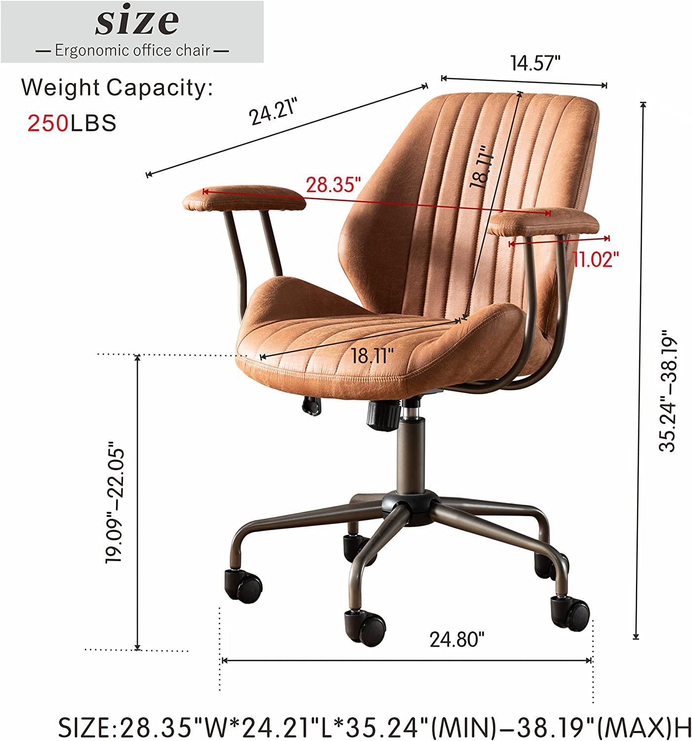 Toject Ergonomic Office Chair, Modern Computer Desk Chair,Desk Chair with Armrests for Executive Home Office