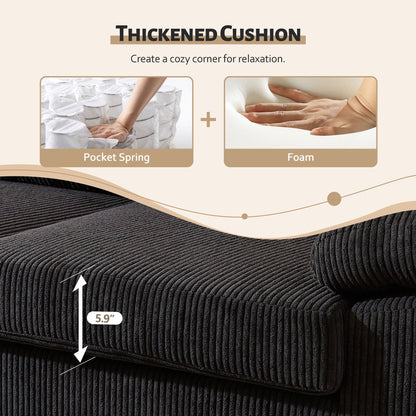 Toject Living Room Sofa Reversible Chaise 100" Wide with Ottoman